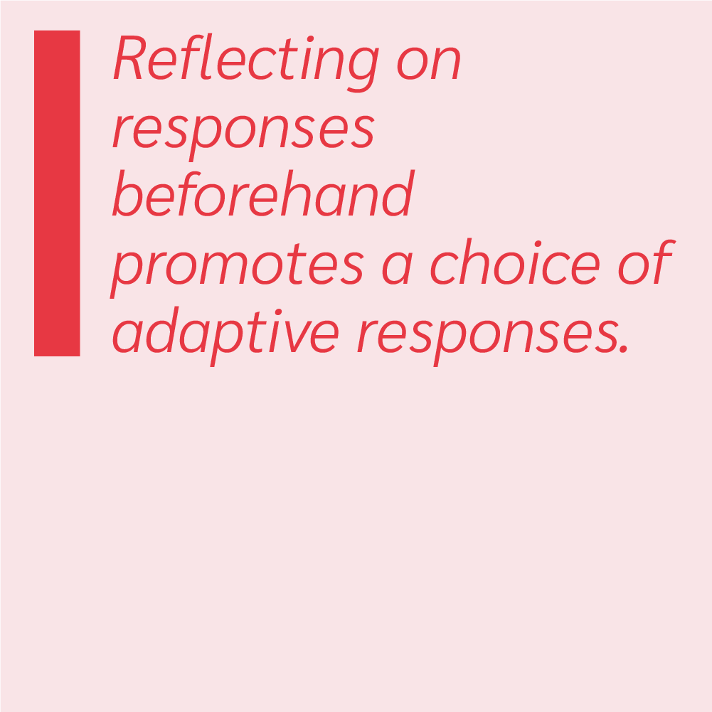 Reflection on responses beforehand promotes a choice of adaptive responses.