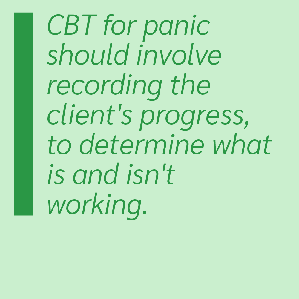 CBT for panic should involve recording the client's progress to determine what is and isn't working.