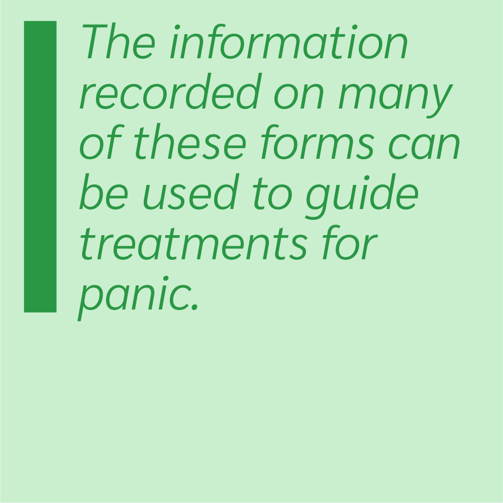 The information recorded on many of these forms can be used to guide treatments for panic.