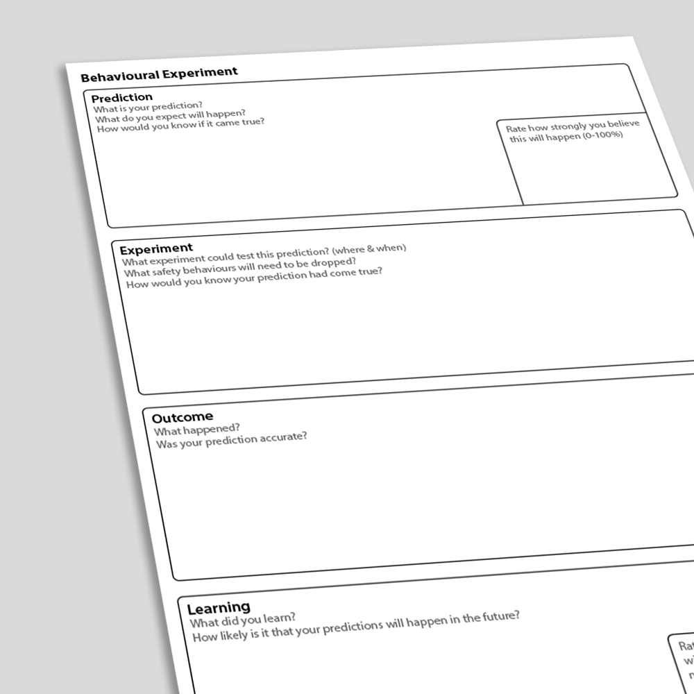 Behavioral Experiment portrait format CBT Worksheet (angled)