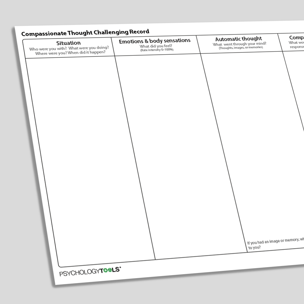 Compassionate Thought Challenging Record CFT Worksheet (angled)