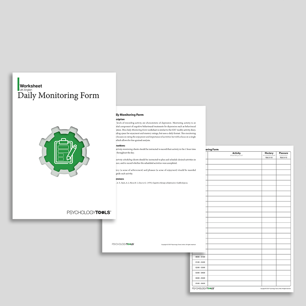Daily Monitoring Form CBT worksheet (Full resource pack)