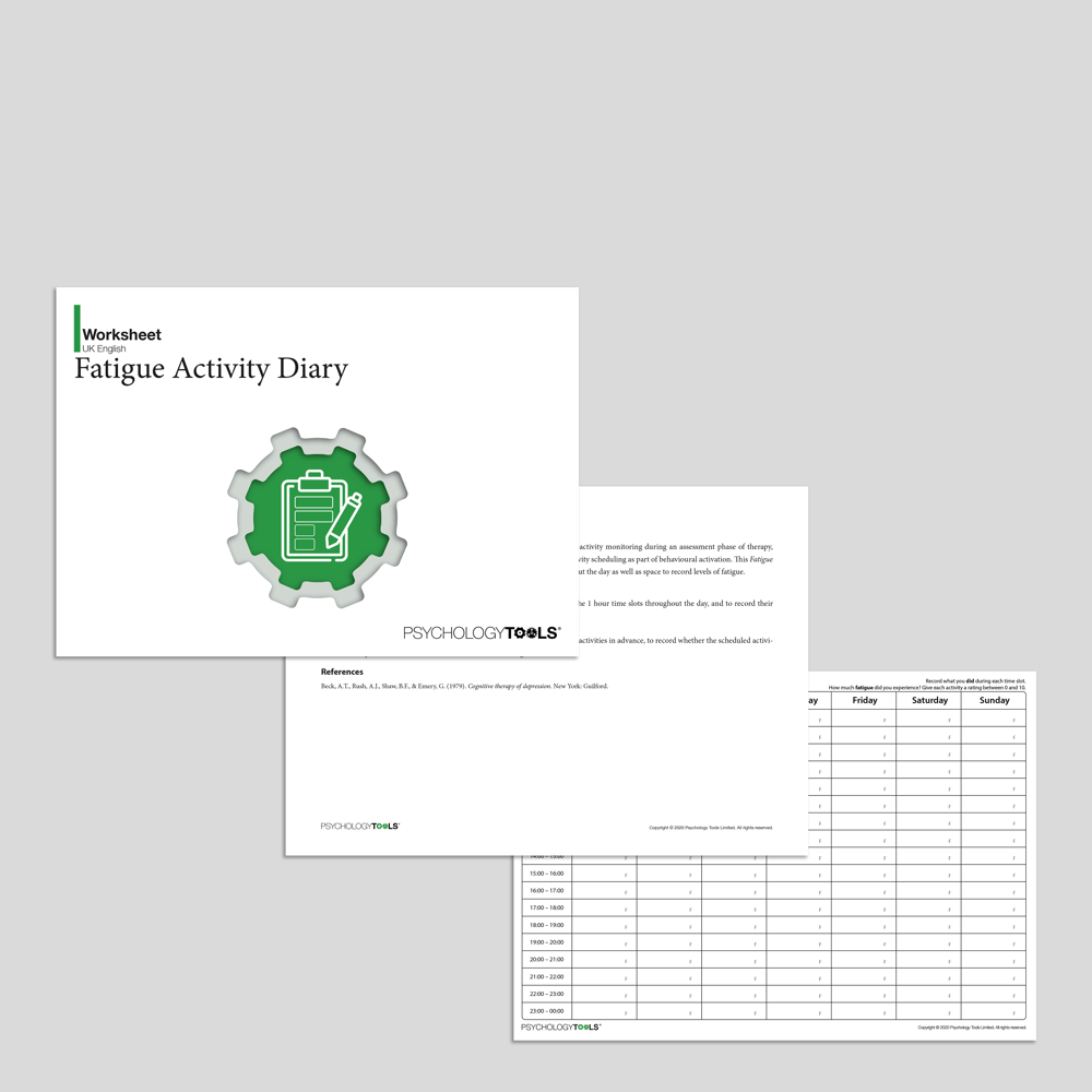 Fatigue Activity Diary CBT Worksheet (full resource pack)