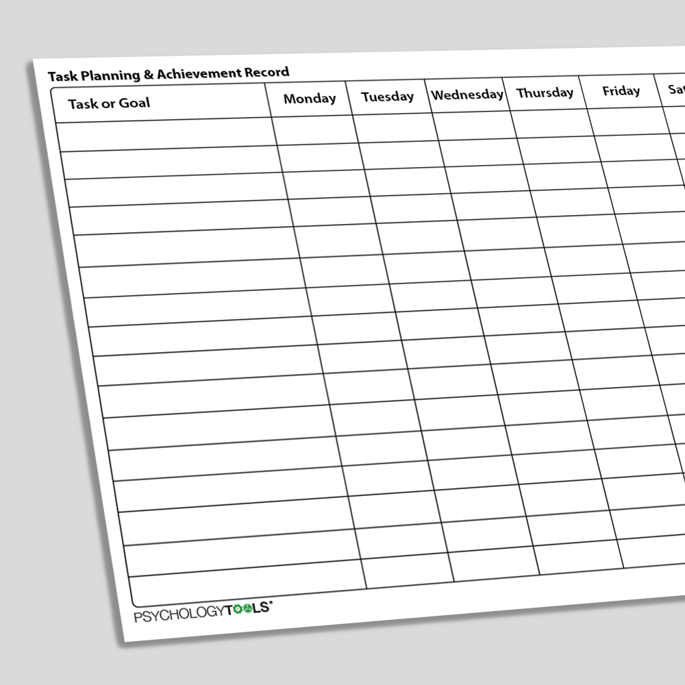 Task Planning and Achievement Record Worksheet (angled)