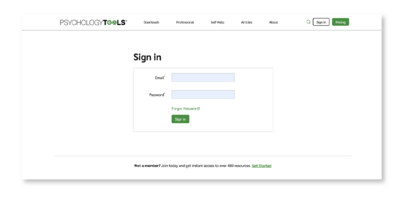 Psychology Tools Account Sign In Page