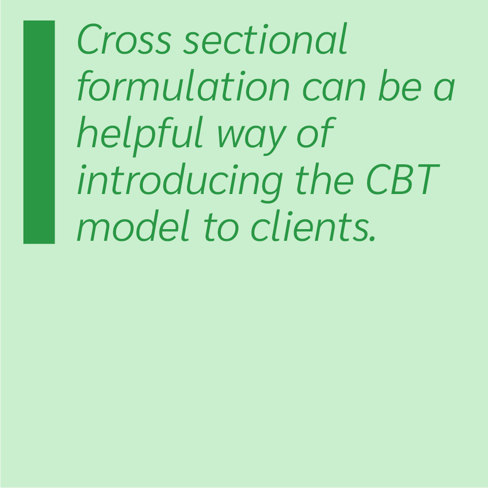 Cross sectional formulation can be a helpful way of introducing the CBT model to clients.