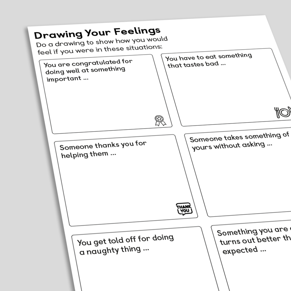 Drawing Your Feelings CBT Exercise for Children and Young People (angled)