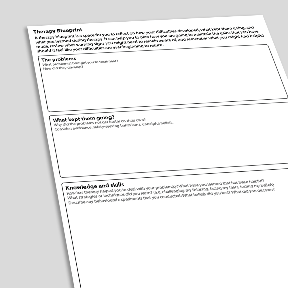 Therapy Blueprint Universal CBT worksheet (angled)