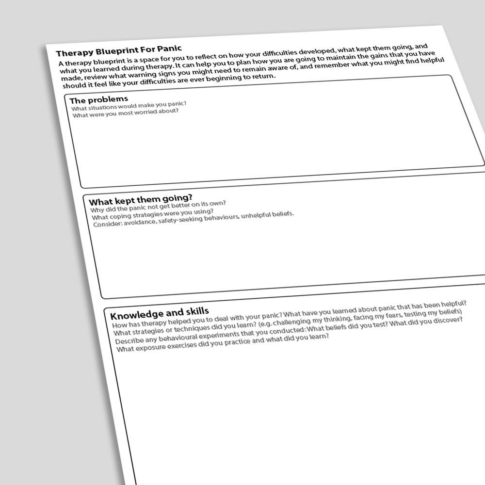 Therapy Blueprint for Panic CBT Worksheet (angled)