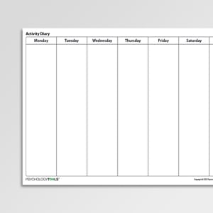 Activity Diary Worksheet with no time intervals