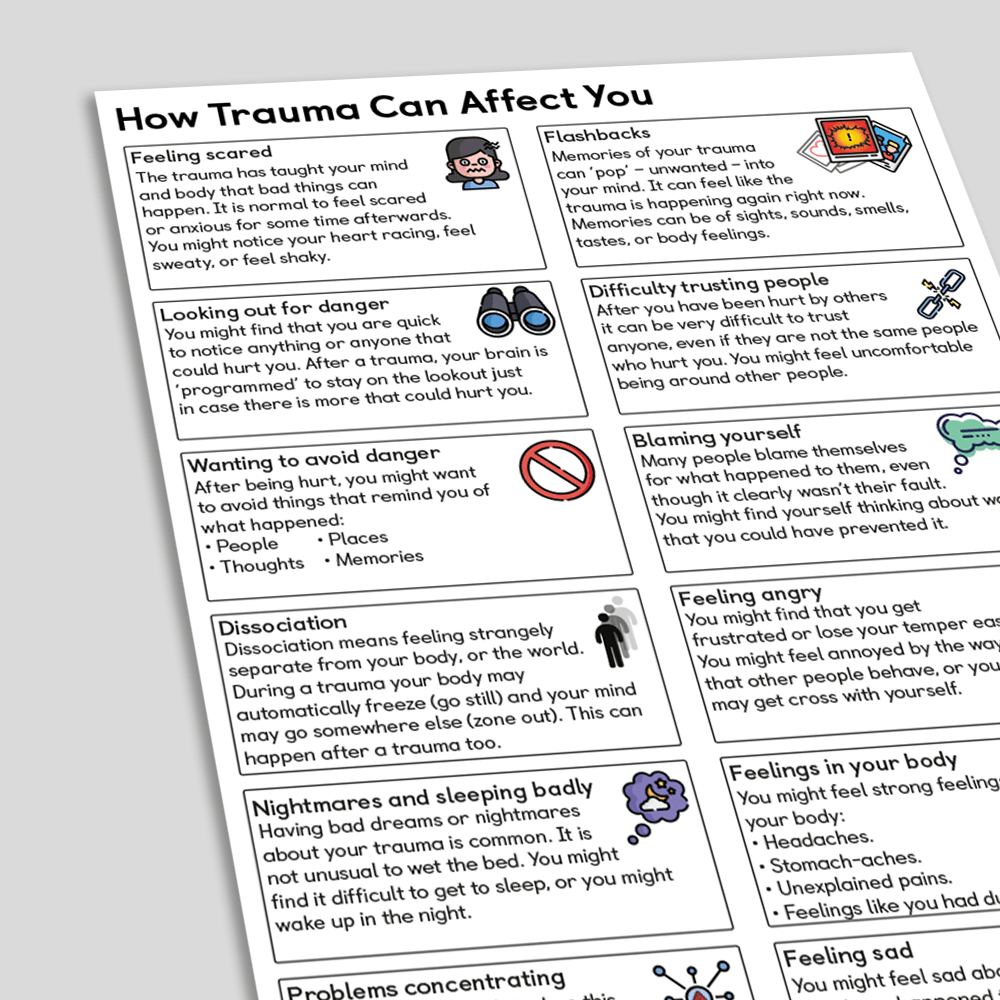 How Trauma Can Affect You Handout for Children and Young People (angled)