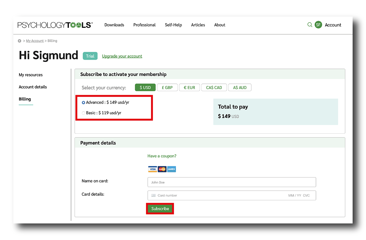 How to upgrade your account as a Trial user
