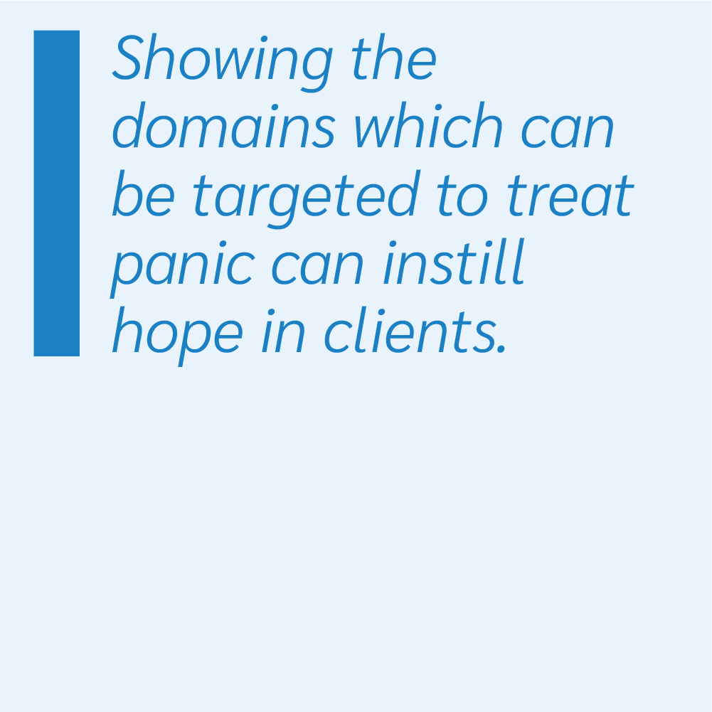 Showing the domains which can be targeted to treat panic can instil hope in clients.