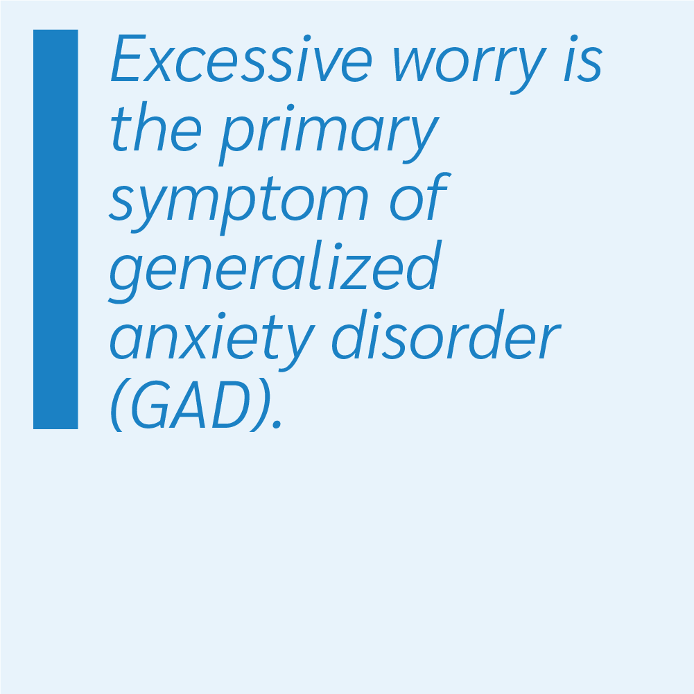 Excessive worry is the primary symptom of generalised anxiety disorder (GAD).