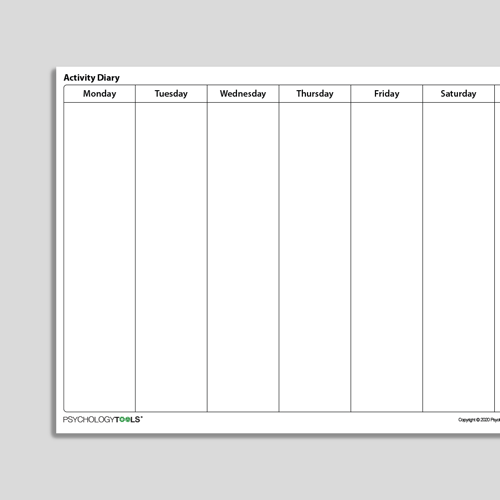 Activity Diary No Time Intervals CBT Worksheet
