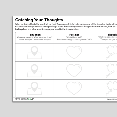 Catching your thought CBT worksheet