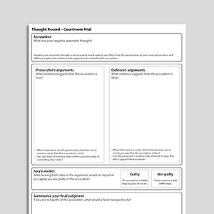 Thought Record - Courtroom Trial CBT Worksheet